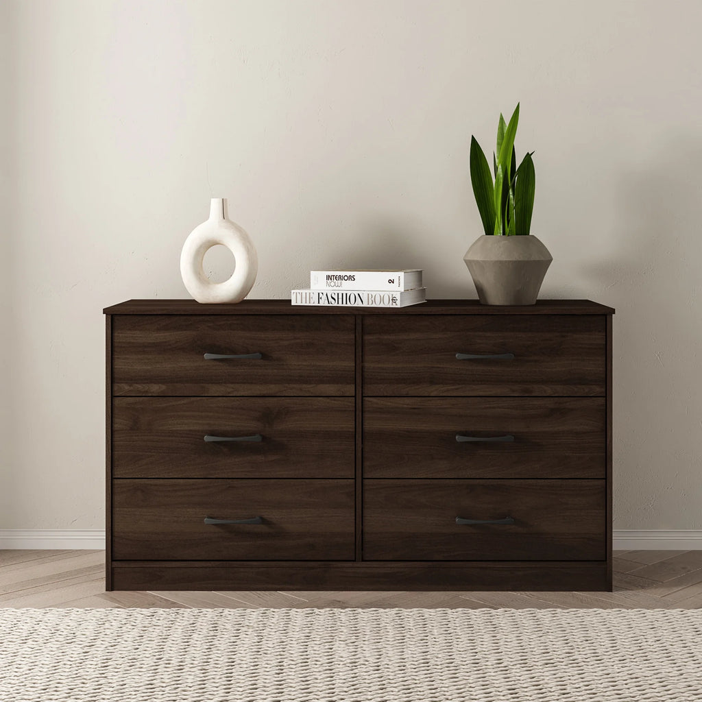 6 Drawer Dark Walnut Dresser B932