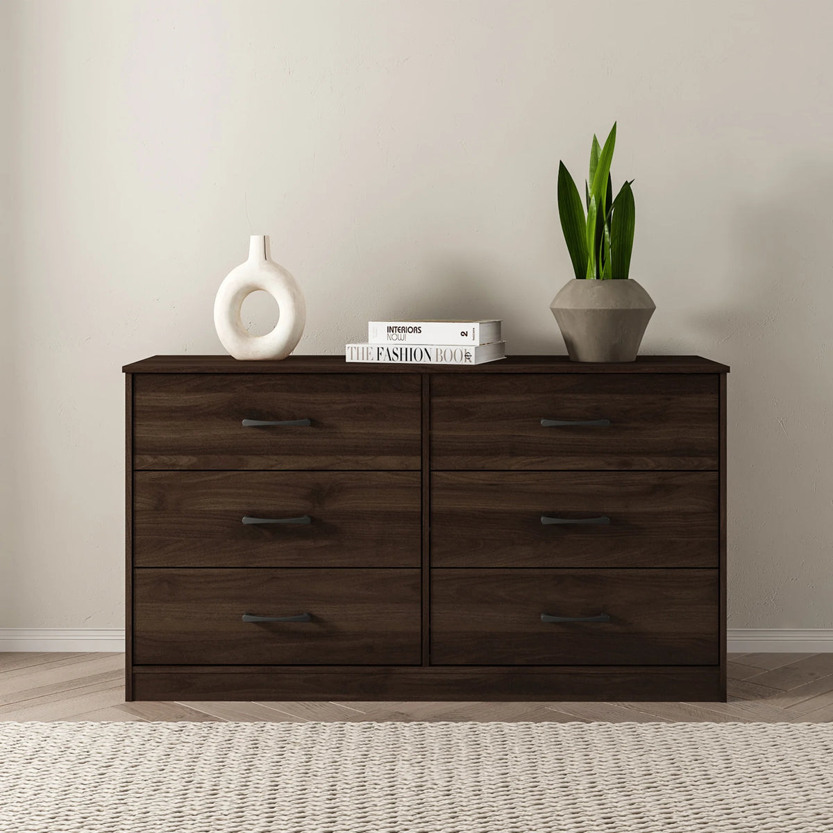 6 Drawer Dark Walnut Dresser B932