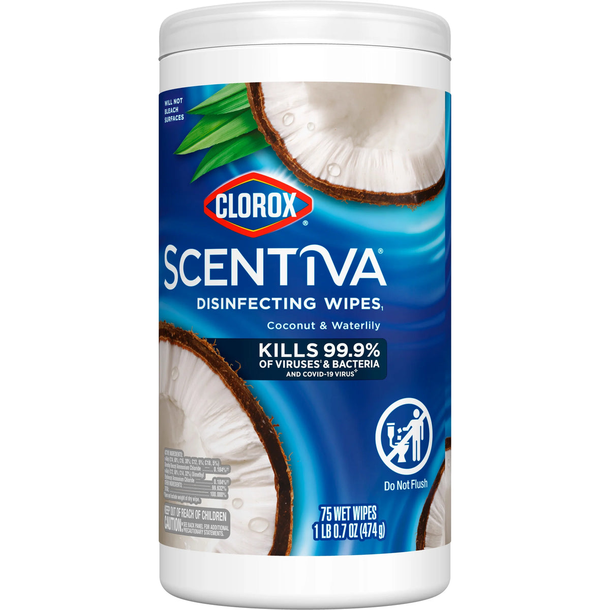 Coconut and Waterlily Cleaning Wipes, 225 Count, 3 Pack T509