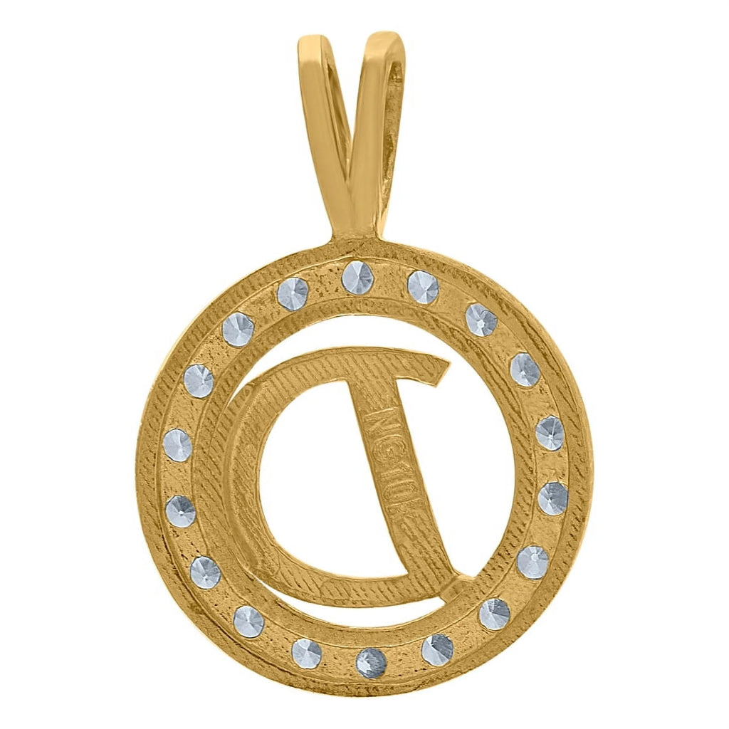 10k Two Tone Gold CZ Cubic Zirconia Letter D Pendant Necklace K948