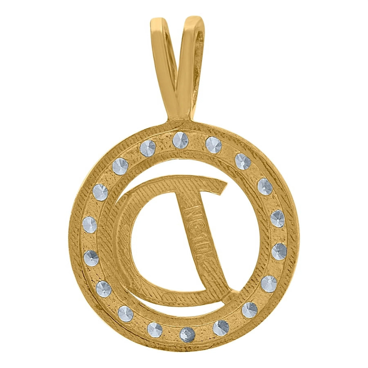 10k Two Tone Gold CZ Cubic Zirconia Letter D Pendant Necklace K948