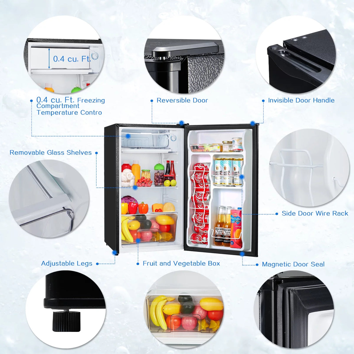 3.2CU FT Single Door Reversible Refrigerator O1006
