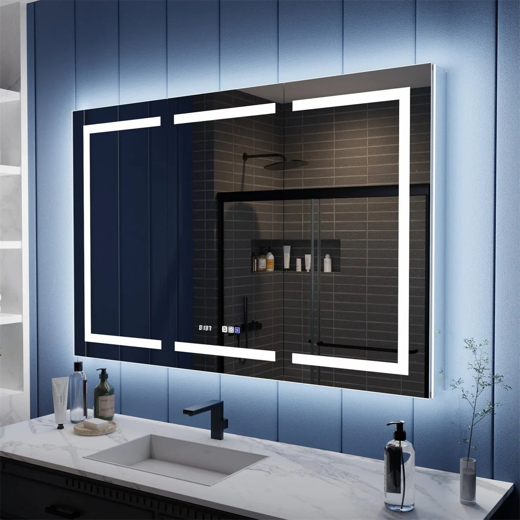 54" x 36" LED Lighted Mirrored Medicine Cabinet S8090
