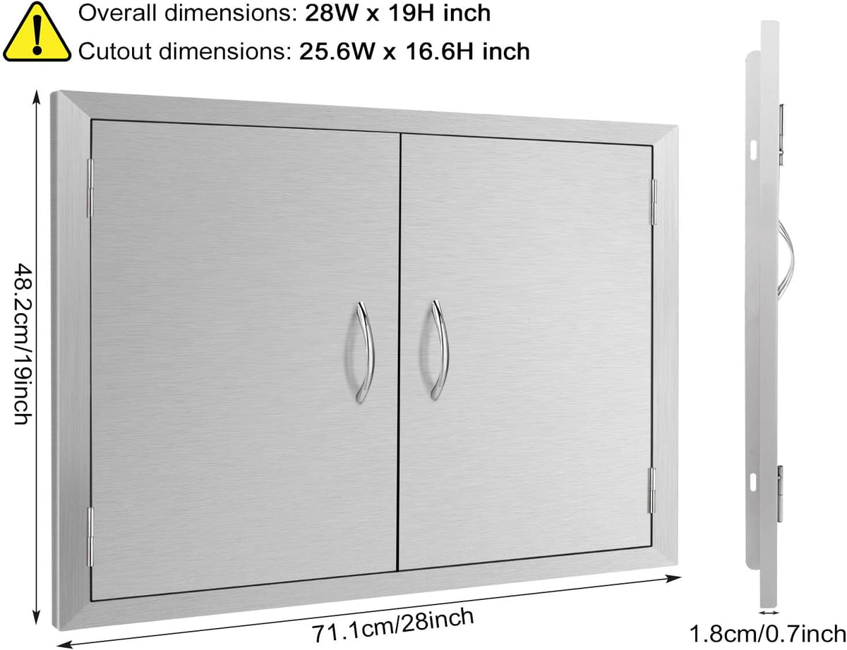 Outdoor Kitchen Stainless Steel Double Door 28W x 19H Inch P8411