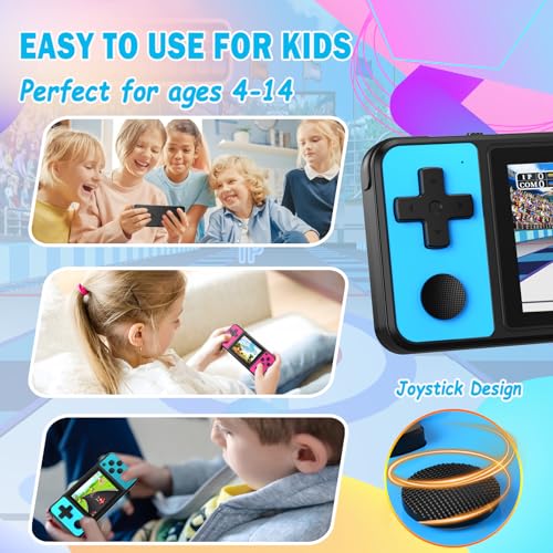 32 Bit Kids Handheld Games Preloaded 139 Video Games Portable Electronic Toys with 3.0" IPS Screen Rechargeable Battery (Blue-Red) J47408