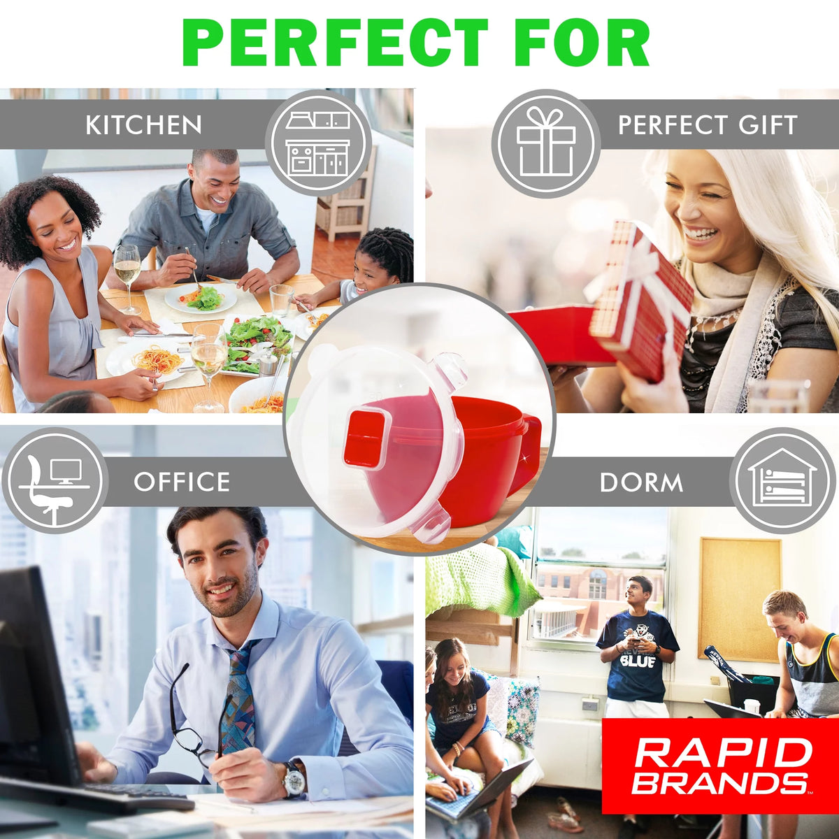 Red Microwaveable BPA-Free Soup Bowl U7346