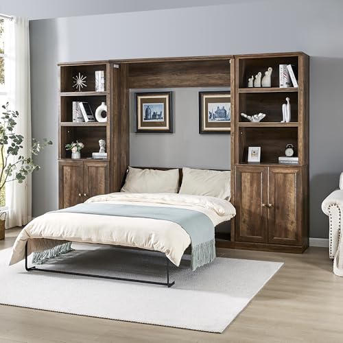 Queen Wooden Murphy Bed, Folding Wall Bed S677