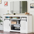 Black 34'' Tall TV Stand with Sliding Barn Doors A44686