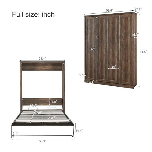 Queen Wooden Murphy Bed, Folding Wall Bed S677
