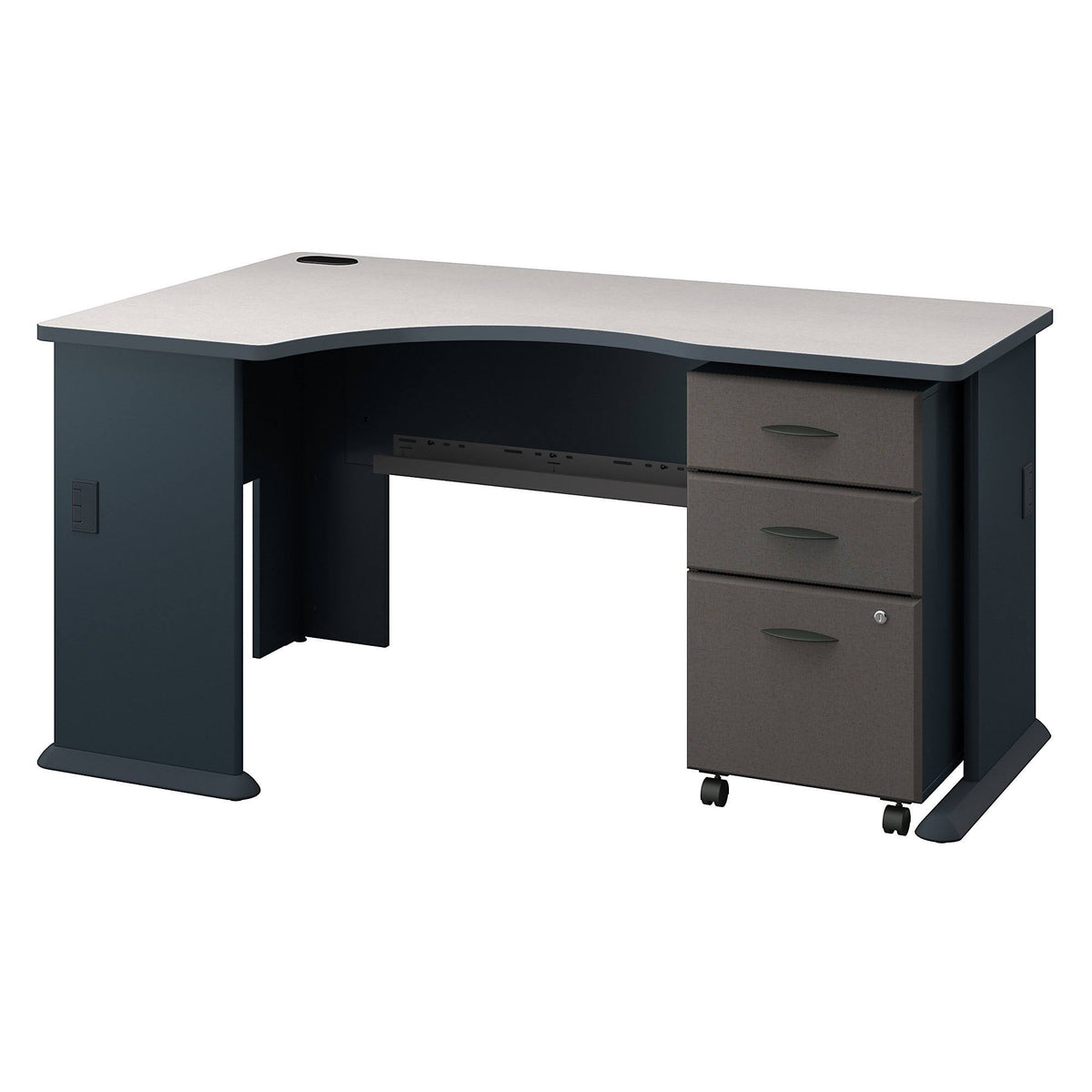 Slate White Corner Desk with Mobile File Cabinet I182370
