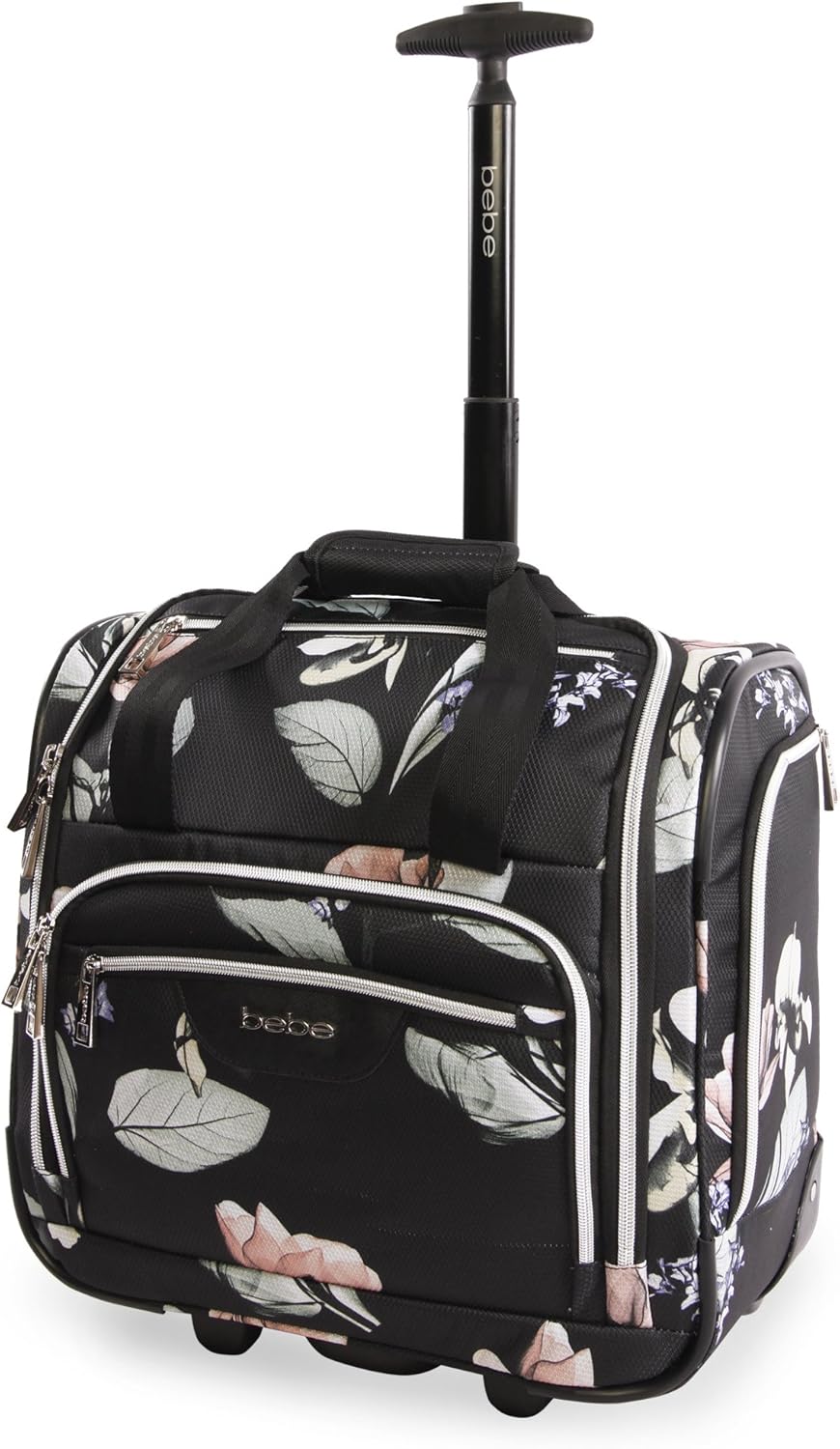 Floral Black Wheeled Carry-on Bag J95908