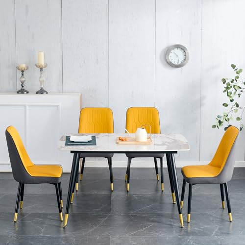 50" Oval White Sintered Stone Dining Table with Metal Legs Z31669