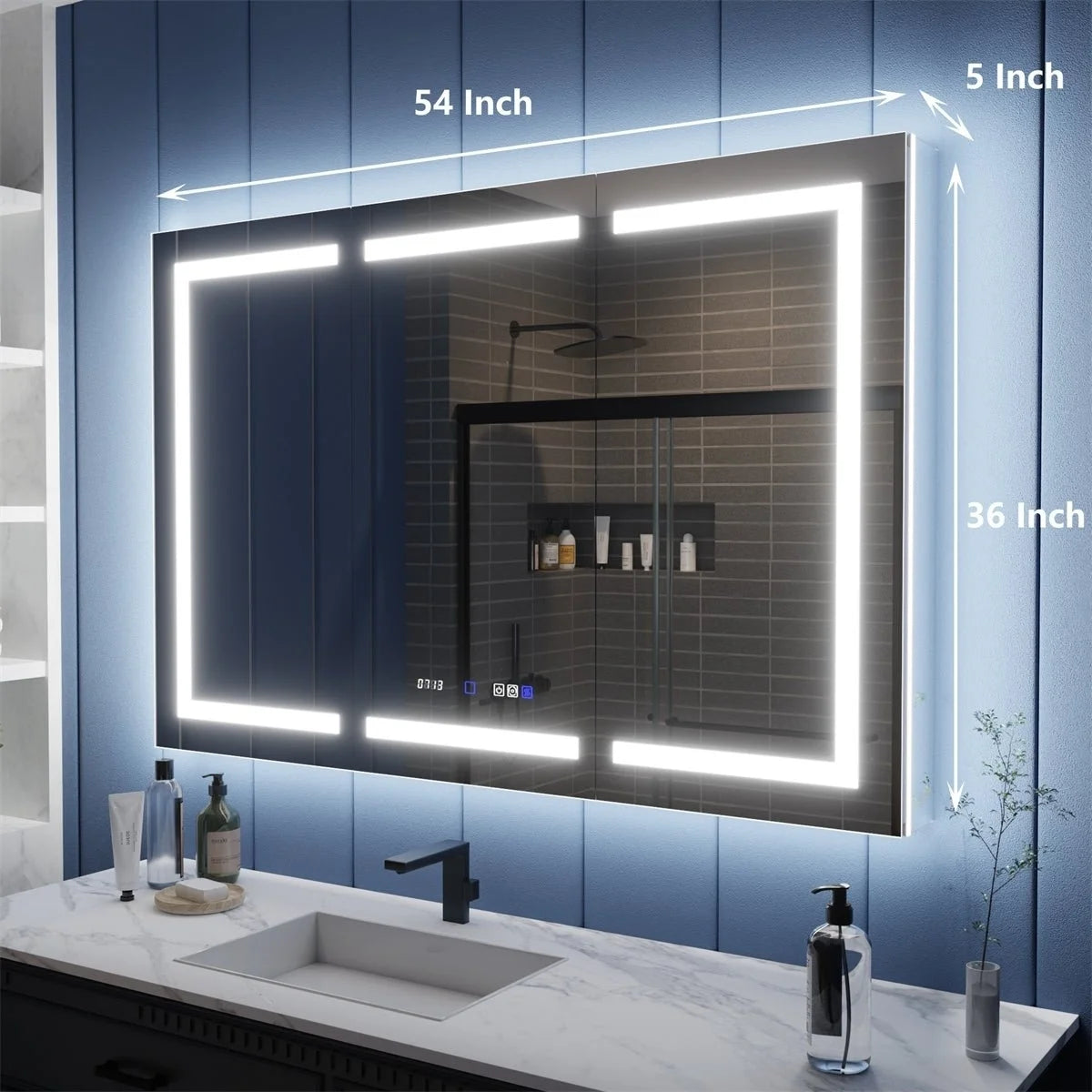 54" x 36" LED Lighted Mirrored Medicine Cabinet S8090