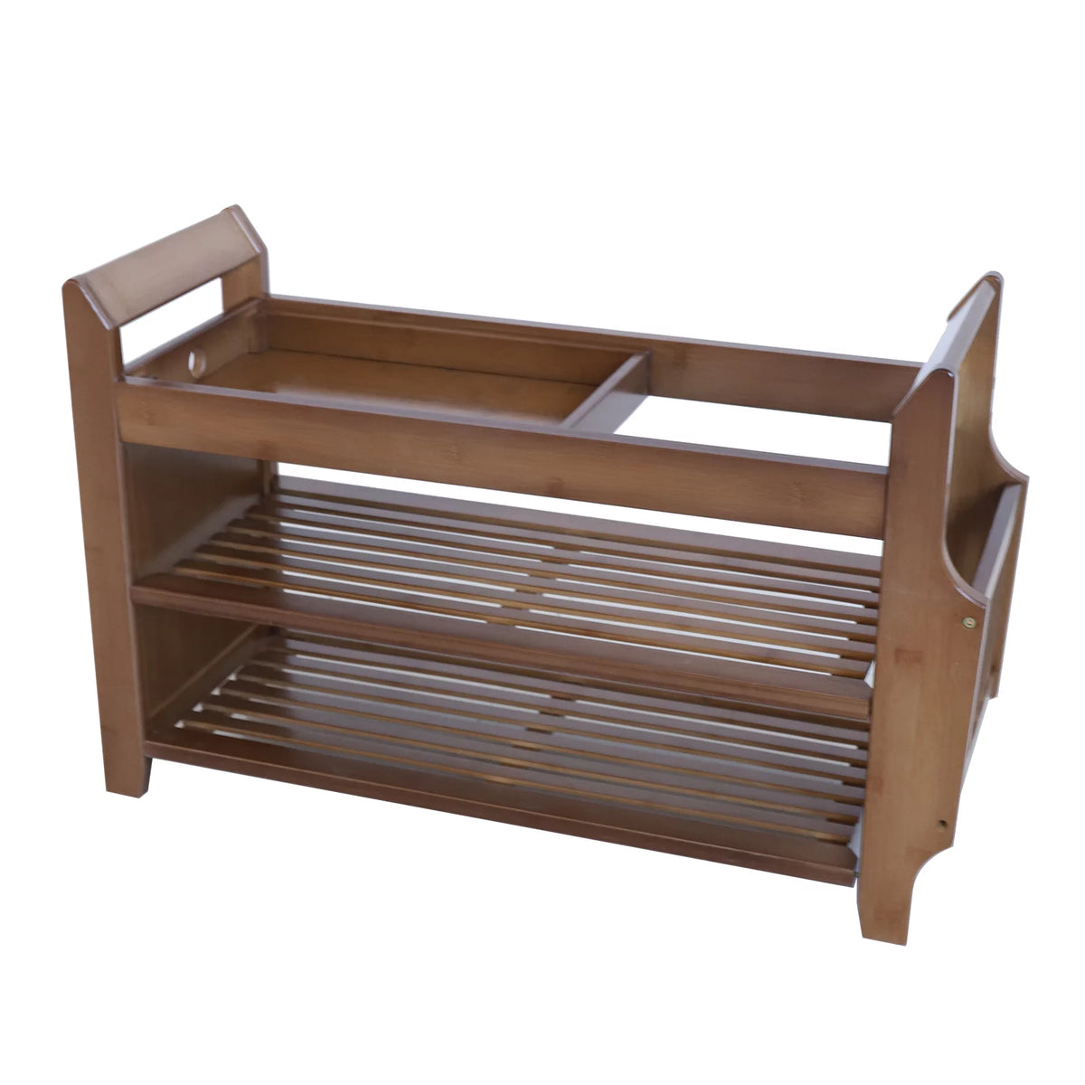 2 Tier Bamboo Shoe Rack Bench with Soft Seat U84604