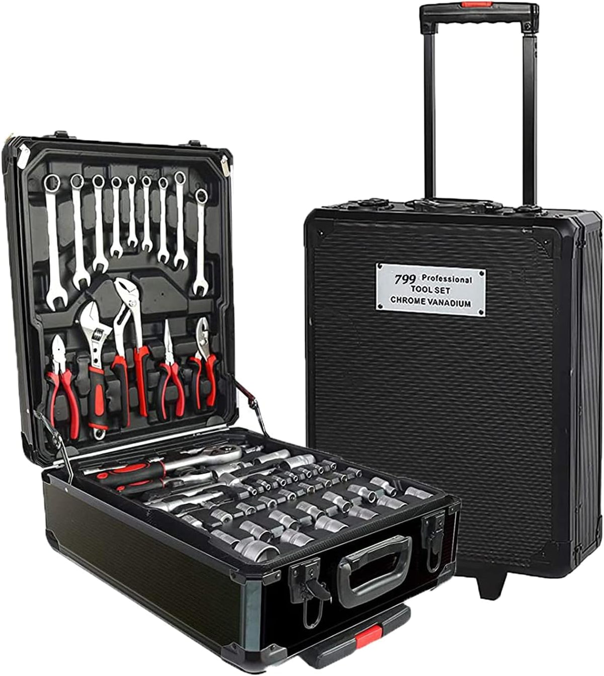 Black Portable Hand Tool Set with Toolbox U73062