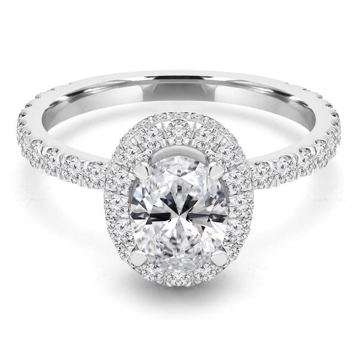 14K White Gold Oval Halo Engagement Ring X711243