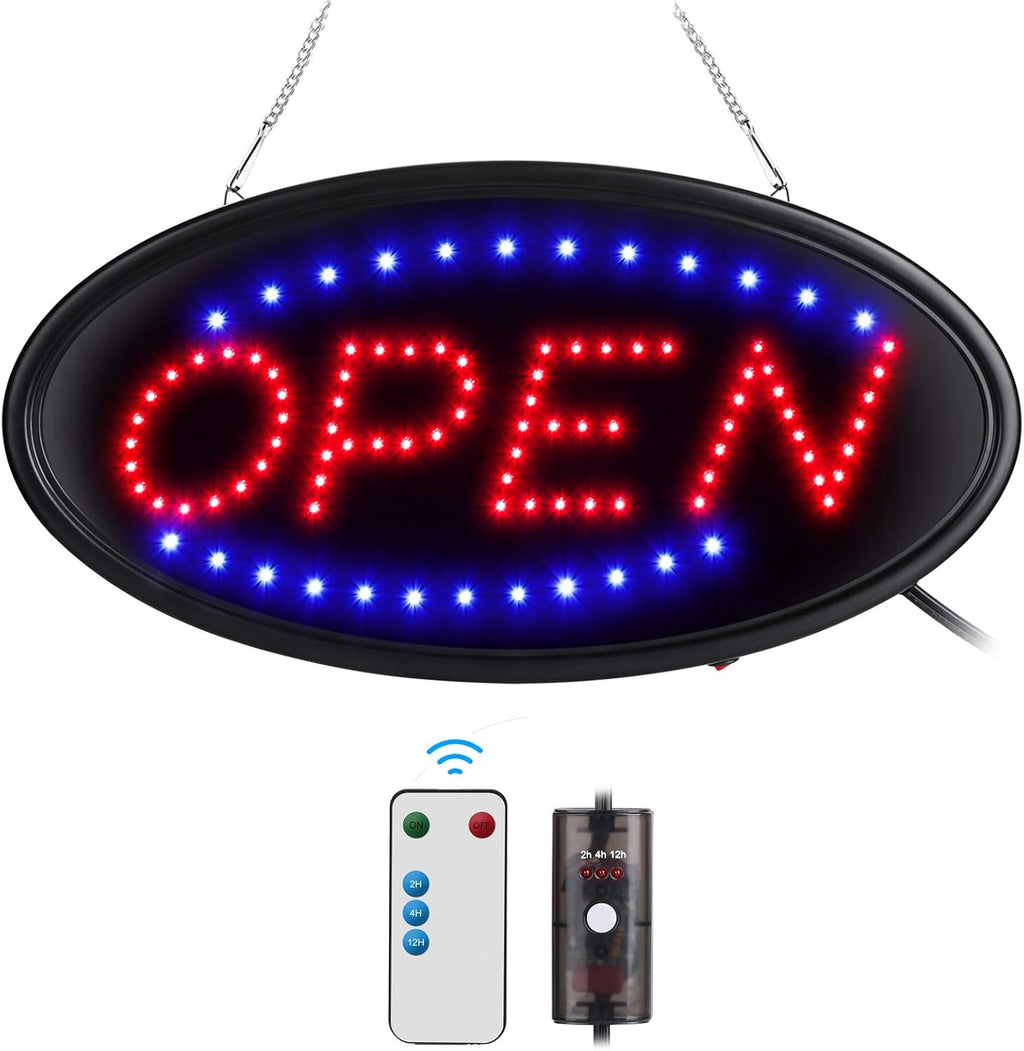 LED Open Sign with Remote, 19x10inches Ultra Bright Electric Light Up Sign T72484