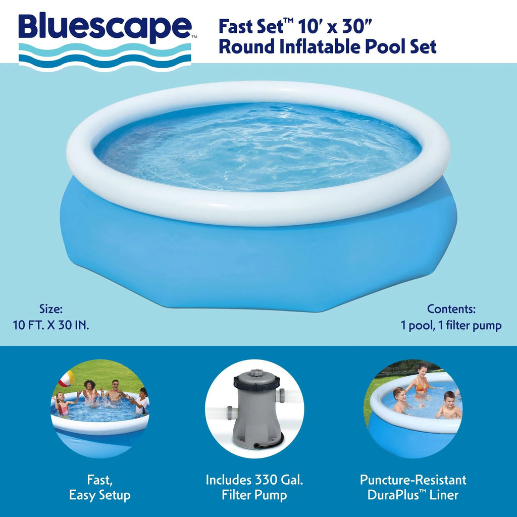 10' x 30" Round Inflatable Above Ground Pool Set X856