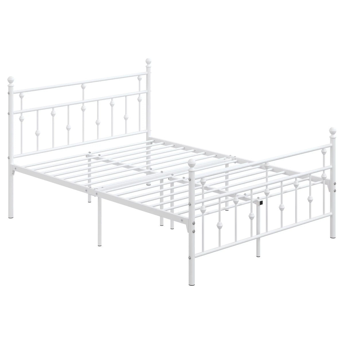 White Full Size Metal Platform Bed Frame with Headboard V146093