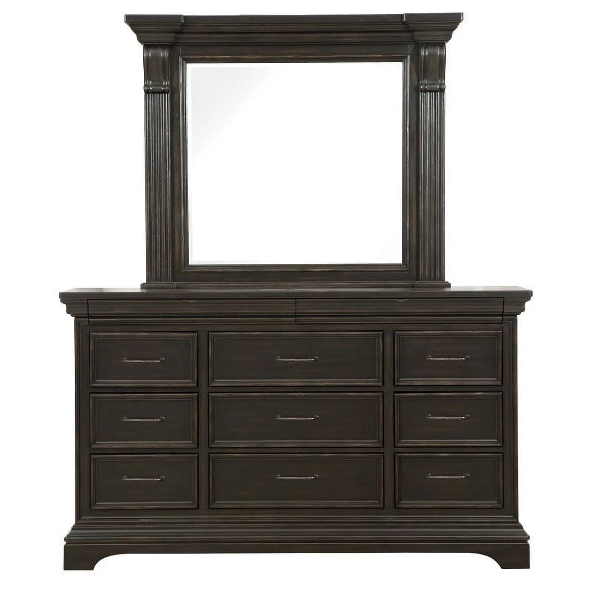 11 Drawer Wood Dresser with Mirror O8743