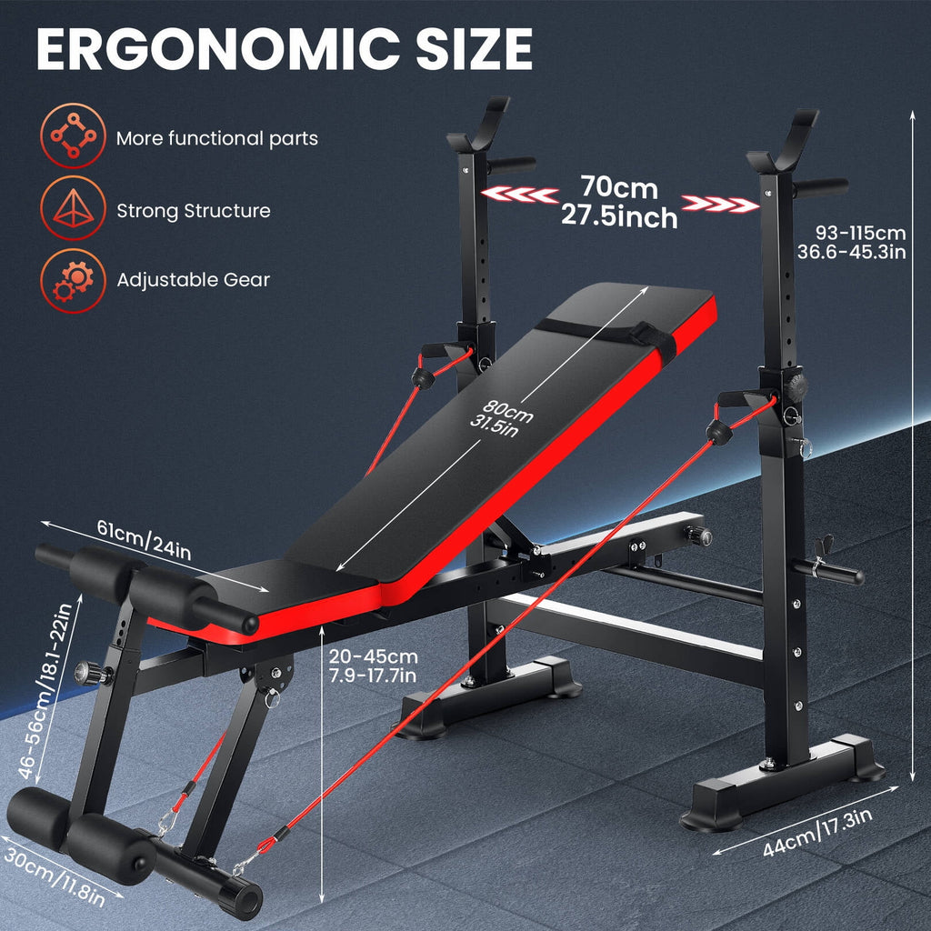 Adjustable Weight Bench Set with Barbell Rack W719