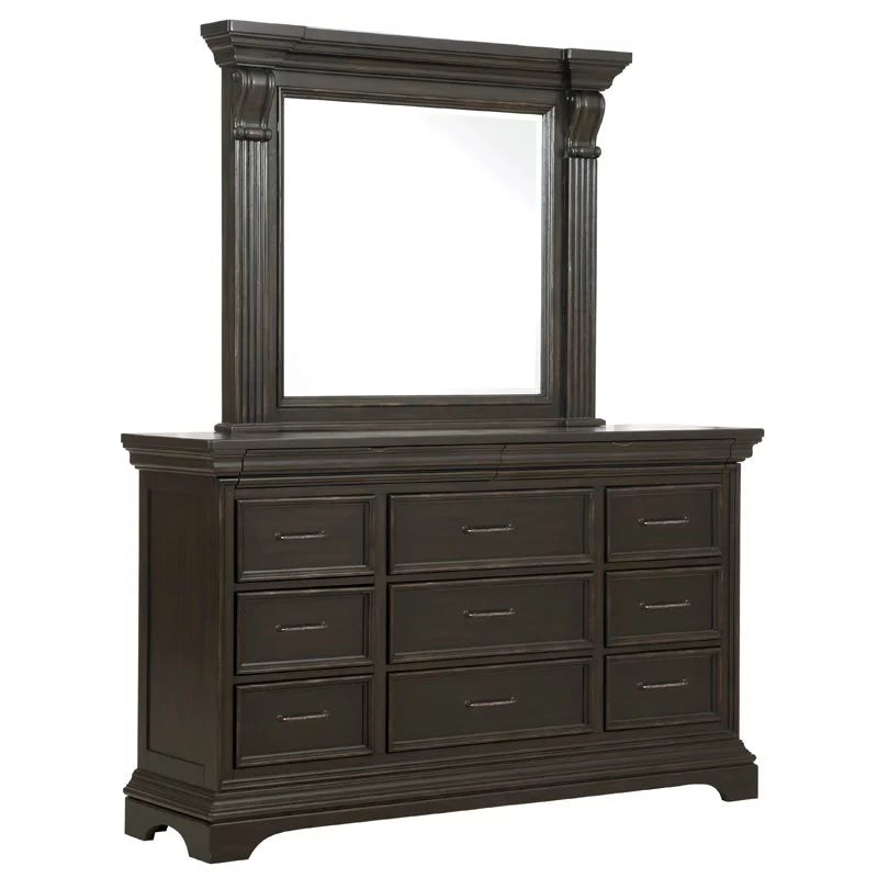 11 Drawer Wood Dresser with Mirror O8743