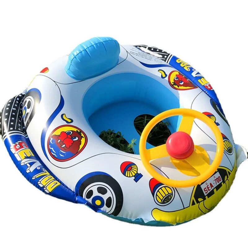 Inflatable Baby Swimming Rings Seat Sun Shade Toddler Swim Circle Water Toys A6593