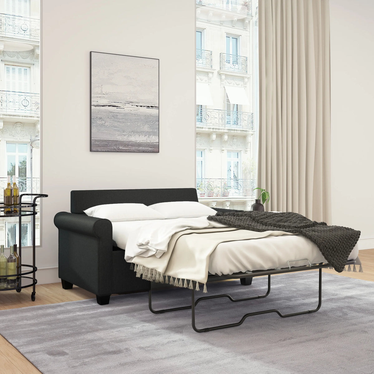 Black Twin Sleeper Loveseat G2086