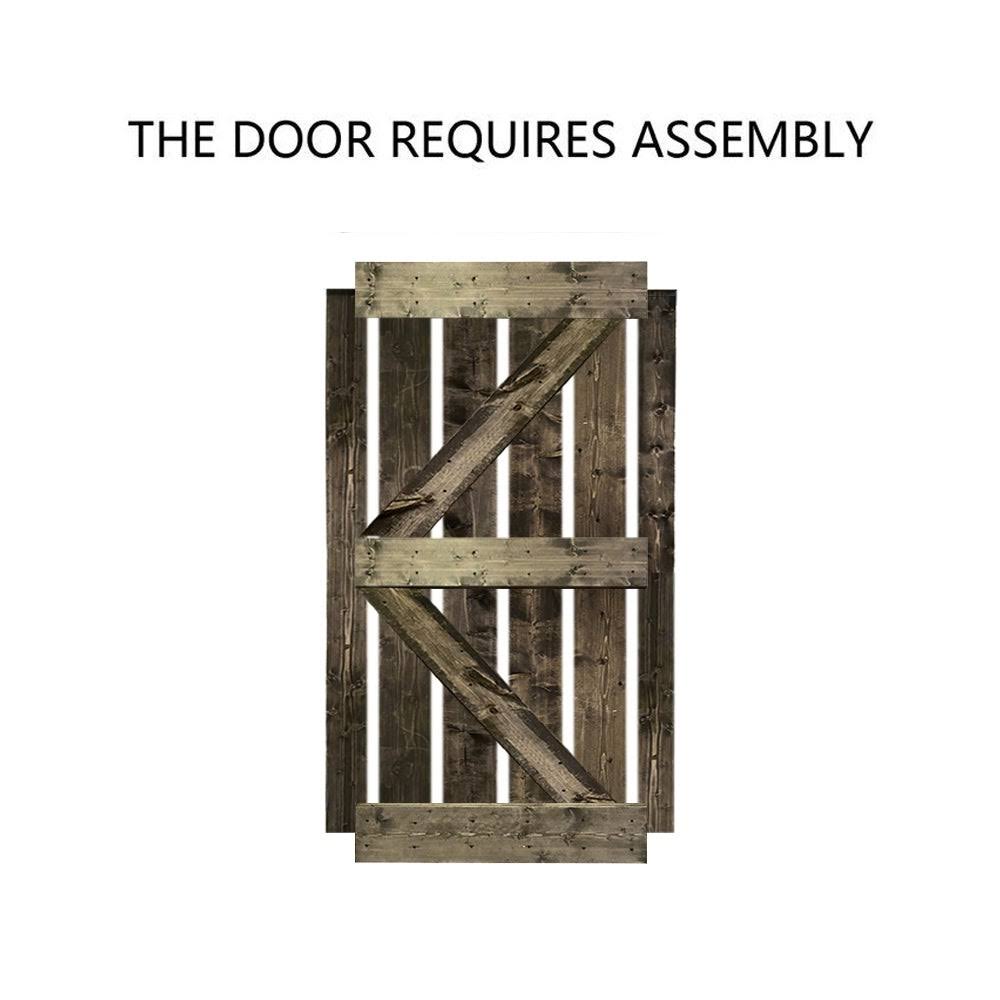 White Stained Wood Sliding Barn Door with Hardware Kit X7778