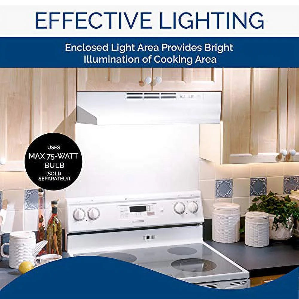 White 30W in. Ventless Under Cabinet Range Hood K40029