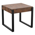 Dark Rustic Wood Black Metal Legs Side Table W550