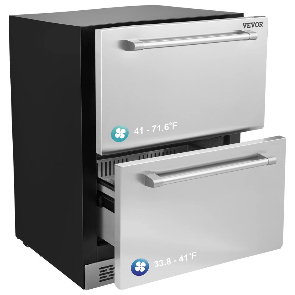 24 2 Drawer Stainless Steel Undercounter Refrigerator Q681
