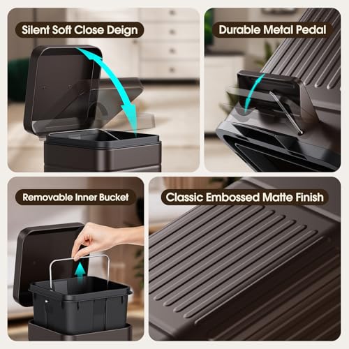 Small 5L Stainless Steel Trash Can with Lid and Step Pedal J2860