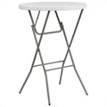 Round Granite Bar Height Folding Table in White X196456