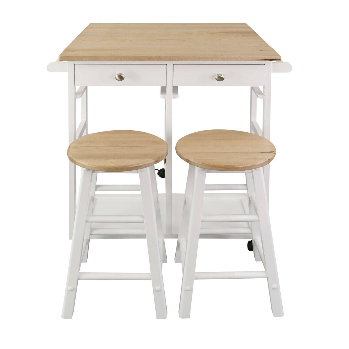 White Square Breakfast Cart with Drop-Leaf Table R937064
