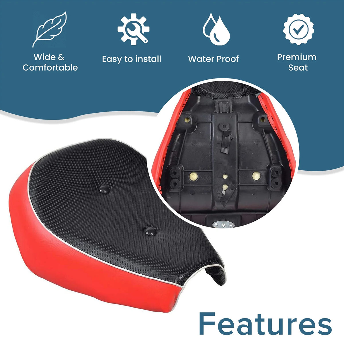 Black & Red Seat for Baja MB165 & Falcon Mini Bikes L554