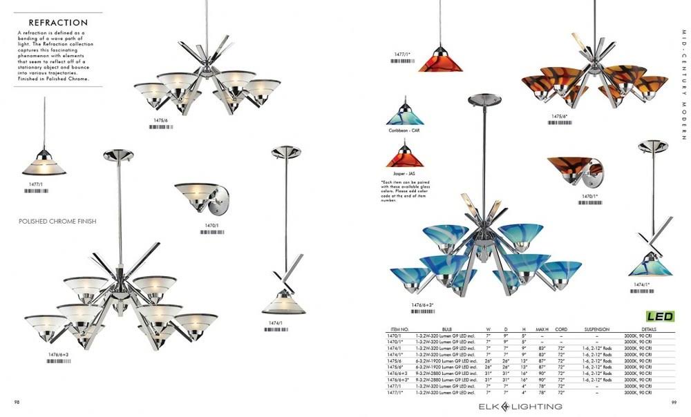 Polished Chrome Etched Clear Glass 3 Light Pendant L61198