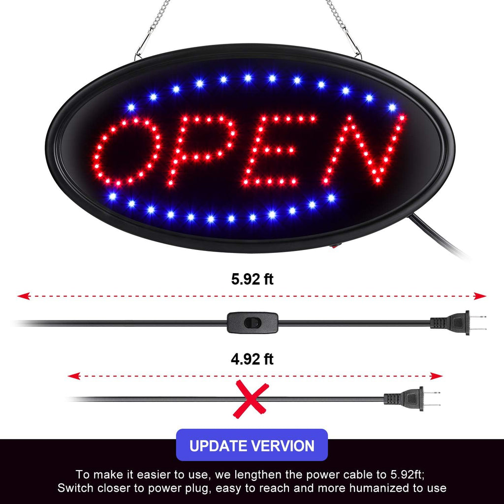 LED Open Sign with Remote, 19x10inches Ultra Bright Electric Light Up Sign T72484