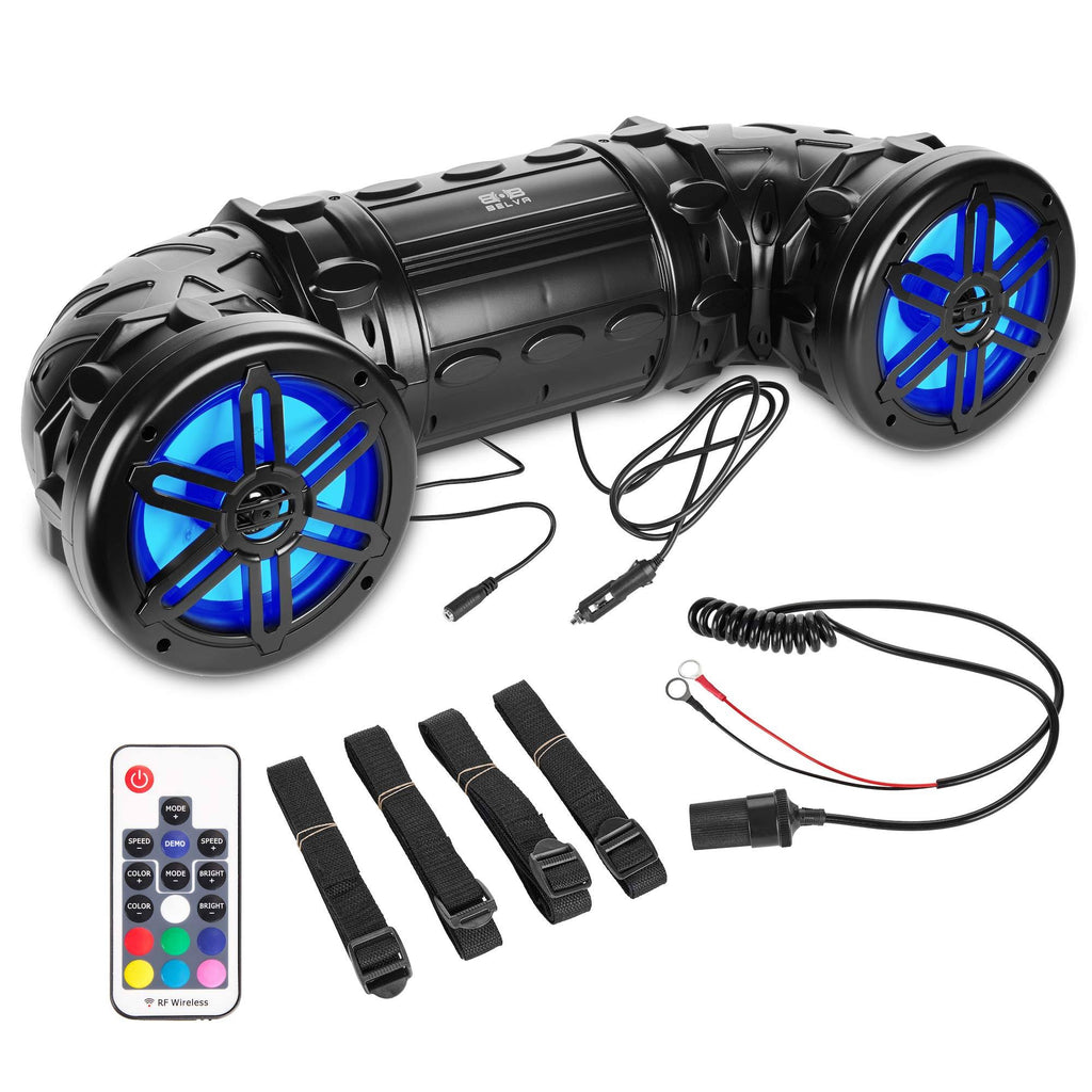 600 Watt Bluetooth Dual 8-Inch Sound System with LED Lights and Remote E995530