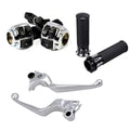 1" Chrome Handlebar Switches Control Horn On/Off Kit Brake Clutch Hand Levers Black CNC Hand Grips E679798