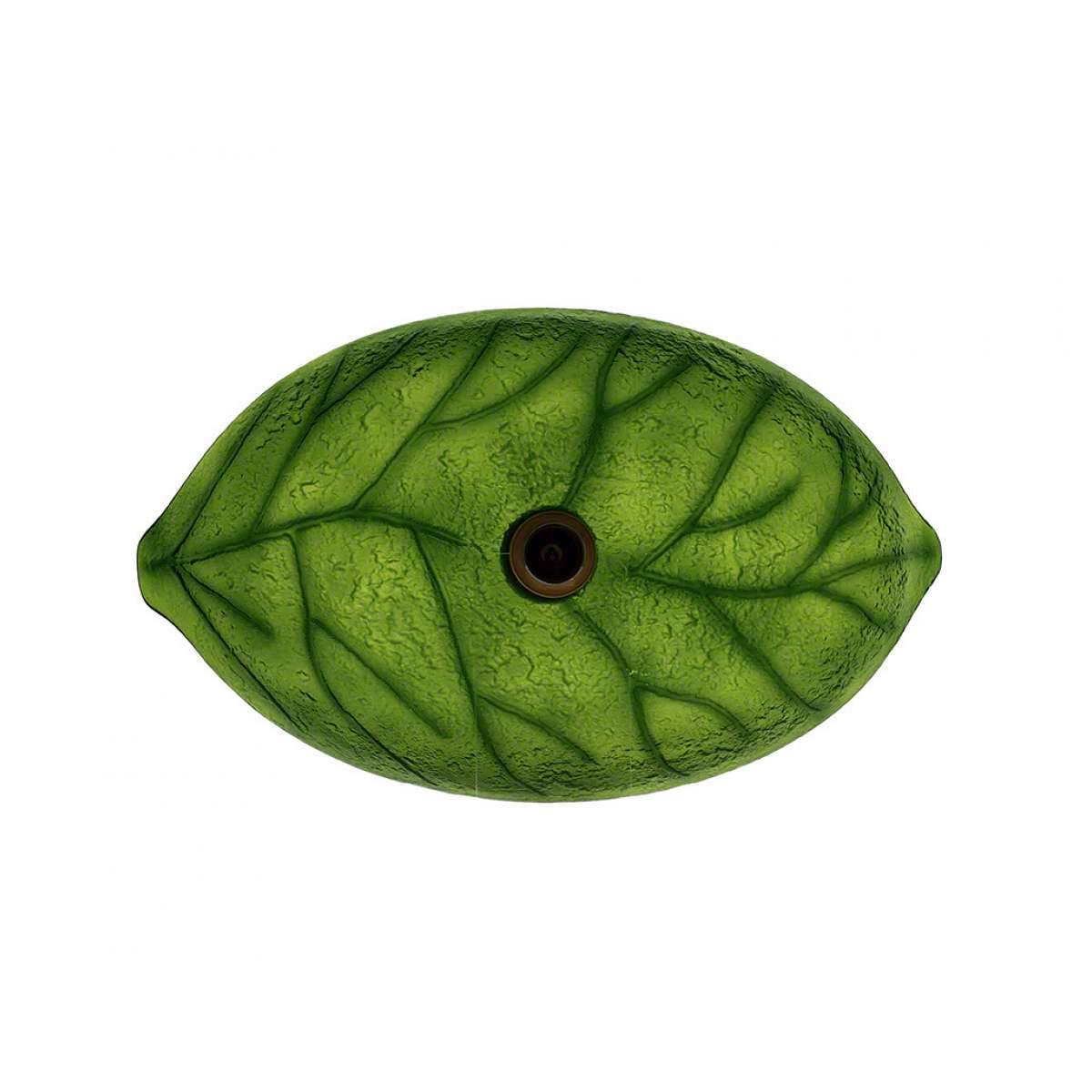 Green Coloured Glass Leaf Vessel Sink S646335