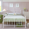 White Full Size Metal Platform Bed Frame with Headboard V146093