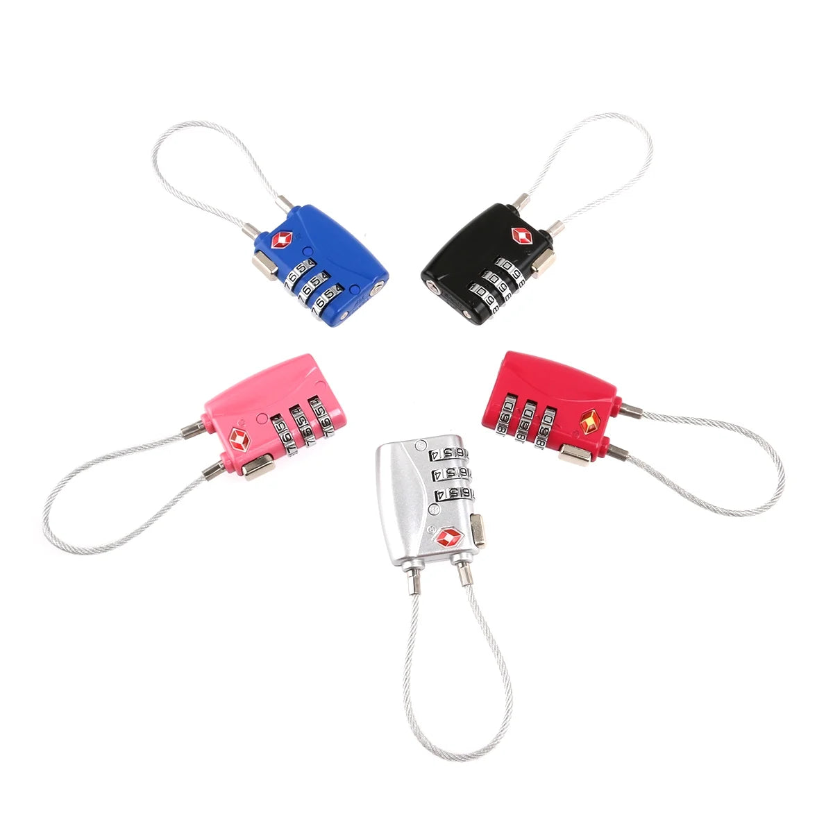 4pcs Portable TSA Approved Security Cable Luggage Lock Padlock (Black) N5187