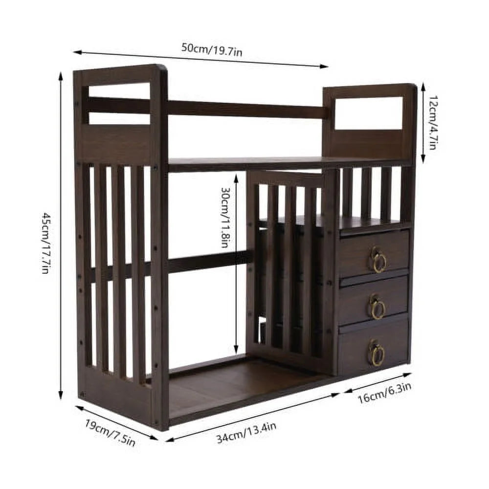3 Drawers Bamboo Top Desktop Bookshelf Z666356