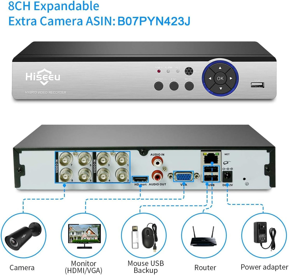 3TB HDD 8 Channel 5MP Security Camera System with 8 Wired Outdoor Cameras K4859