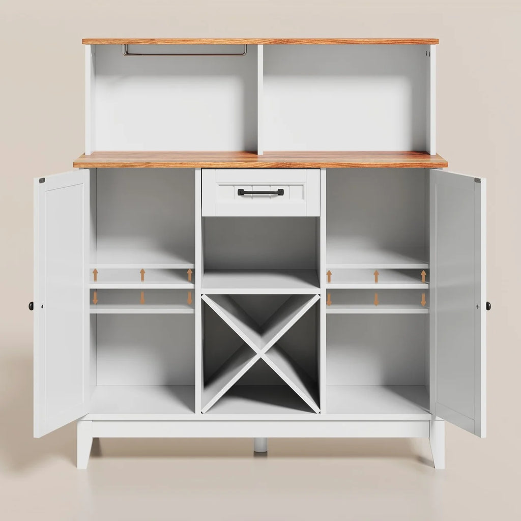 Farmhouse Bar Cabinet with Wine Rack and Goblet Holder K206793