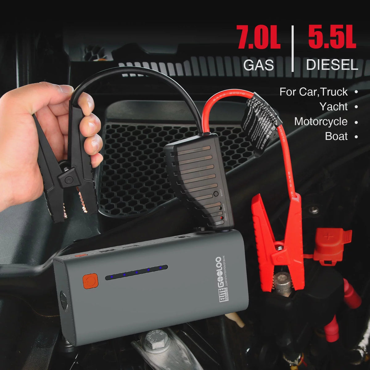 1200A Peak Portable 12V Lithium Battery Jump Starter U308